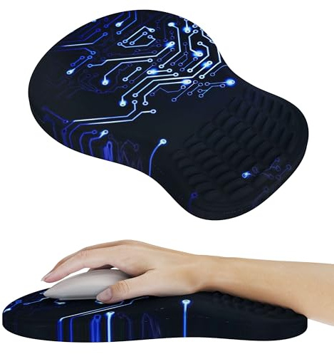 MEKASS Tapis de souris ergonomique avec repose-poignet, tapis de souris en mousse à mémoire de forme pour soulager la douleur du canal carpien, support de poignet pour ordinateur de bureau avec base