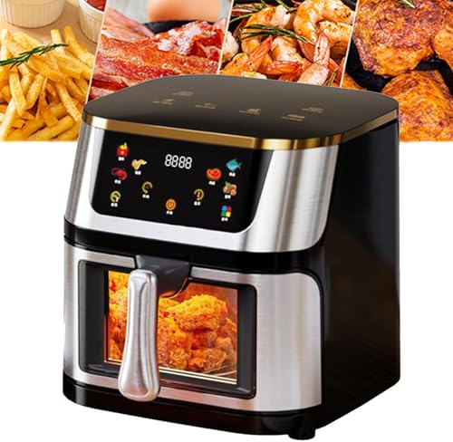 Friggitrice Ad Aria, Friggitrice Ad Aria Visiva In Acciaio Inossidabile Da 10 Litri Con Touch Screen Digitale Friggitrice Senza Olio, Tempo E Temperatura Regolabili Per Pasti Veloci E Facili