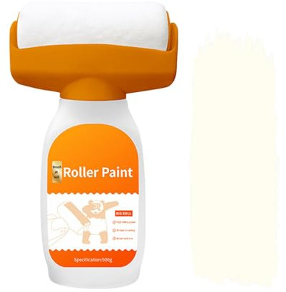 Wall Repair Paste Roller | 500g Wall Repair Roller Paint | 2 in 1 Wall Paint Touchs Up White Walls Repair Roller Brush | for Living Room, Game Room, Bedroom, Kitchen