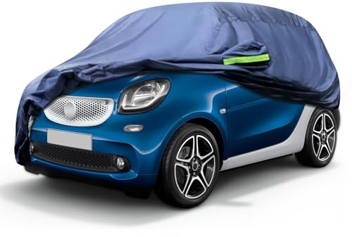 Svnqney Autoabdeckplane 10 Schichten Vollgarage Autoabdeckung Vollgarage Staubdicht Wasserdicht Autohülle Autoplane Car Cover für smart fortwo 2006-2022