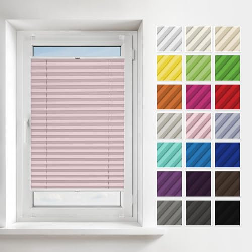 Estika Plissee mit Bohren 60x120 cm Farben: Rosa Verdunkelung und plissee zum anschrauben für Fenster, in verschiedenen Blickdicht erhältlich mit Montagezubehör