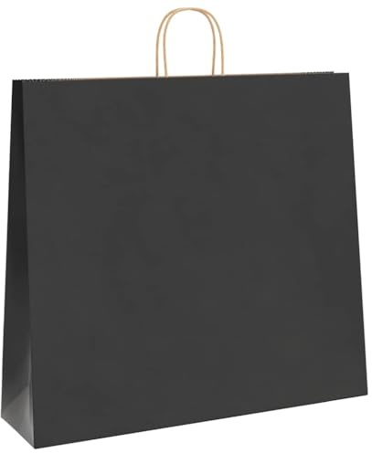 vidaXL Papiertragetaschen 250 Stk., Papiertüten mit Henkeln, Kraftpapiertüten, Geschenktüten für Einkaufen Hochzeiten Verpackungen Partys Geburtstag Weihnachten, Schwarz 54x15x49cm