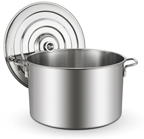 KELUNIS Cubo para Sopa De Acero Inoxidable con Tapa Olla para Cocinar con Base Gruesa De Aluminio para Cocinar En Casa Y En Restaurantes,30x30cm