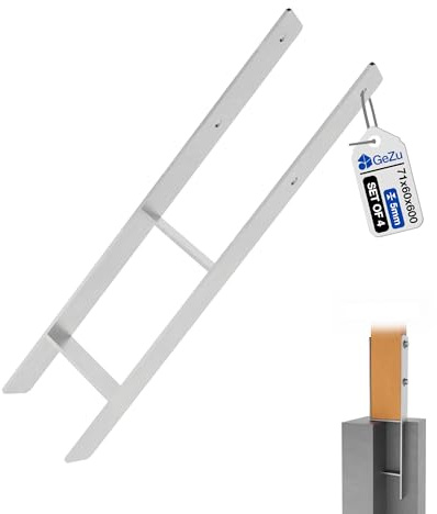 GeZu Impex Support de poteau H 71 x 600 mm | Galvanisé à Chaud Ancre platine bois Pied poteaux clôture