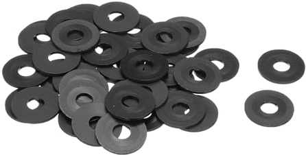 QUARKZMAN 40 Pcs Arandelas Planas, Pasacables de Nylon M10 10Mm Id 30Mm Od 2Mm de Grosor Arandela Lisa Arandelas Plástico para Juntas de Hojas de Plástico Espaciador de Sellado Anillo, Negro