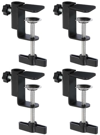 PATIKIL 4 Pcs 0.47 Diamètre De Trou Pince De Bureau Avec Vis Réglable Noir | Base Universelle En C, Pour Microphone Bras De Micro, Lampe De Table Support