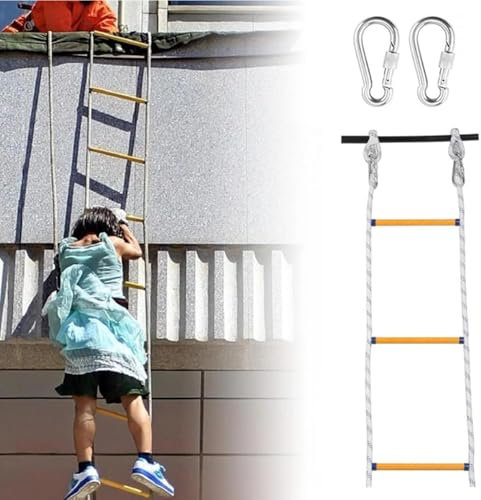 Fire Escape Ladders Fire Escape Ladders, 13 FT Emergency Ladder for Second Floor, Anti-Slip Rescue Fire Ladder 2 Story Window Ladder Fire Escape 2 Story Balcony Railing Treehouse, (16F/5M)