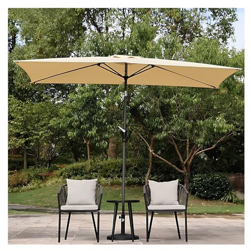 XUQQU 2,0 X 3,0 M Sombrilla De Playa Rectangular, Sombrilla De Jardín Al Aire Libre, Sombrilla De Mercado Inclinable con Función De Inclinación, Parasol E Impermeable, Sin Base(Khaki)