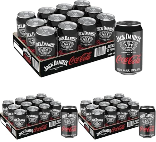 Jack Daniel's Tennessee Whiskey & Coca Cola - Der weltweite Barcall Nummer 1-12 x 0.33L/10% Vol. (Packung mit 3)