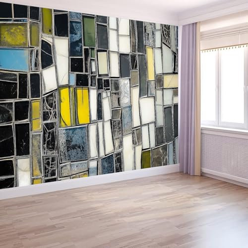 Carta da parati panoramica 250 x 178 cm Metallo Astratto Vetro Carta da parati in tessuto non tessuto per la decorazione delle pareti della camera da letto e del soggiorno Colorato