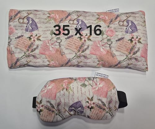 Toscanoir Pack Saquito Térmico Lumbar y Antifaz, Saquito termico de semillas, Saco termico semillas microondas, Antifaz termico de semillas, Bolsa de semillas microondas