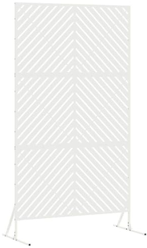 vidaXL Sichtschutz 100 x 50 x 180 cm Stahl Weiß | Robuste und langlebige Metallkonstruktion, Stylische diagonale Linien bringen Charme,