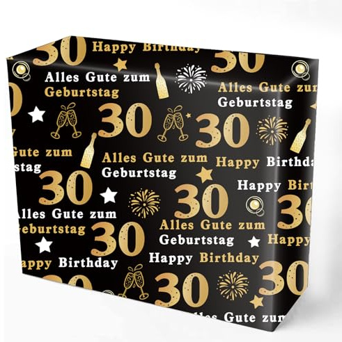 DazzJoy 5 Blatt Geschenkpapier Geburtstag 30 Jahre,70x50CM Wrapping Paper 30 Geburtstag Deko,Schwarz Gold Geschenk Papier Geburtstage,Gift Wrapping Paper, Geburtstagsdeko 30 Geschenkpapier Erwachsene