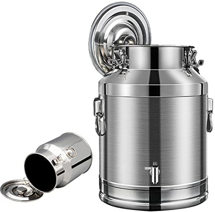 Bidon à lait robuste en acier inoxydable 304 de 20 l – Seau à glace scellé et boîte de fermentation pour vin, huile, riz, céréales, céréales – Récipient de cuisine commercial avec robinet