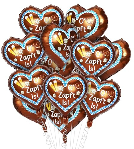 20 Stück O' Zapft is'' Herz Folienballons,Folienballons Bayrische deko,Luftballons bayrisch,Heliumballons für Bierfeier party Hintergrund