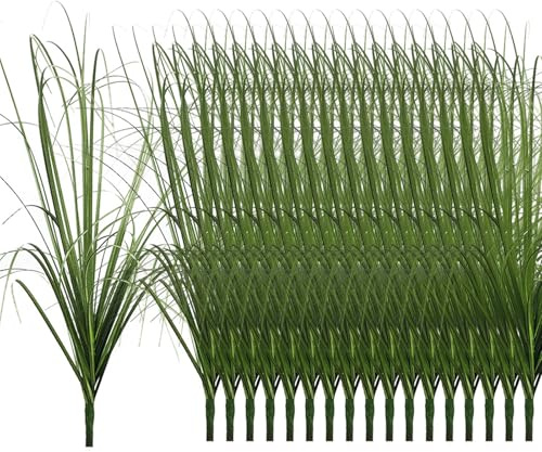 ZenithPeak 18 Bündel Künstliche Pflanzen, 52cm Kunstpflanzen Outdoor wie Echt, Grüne Plastik Gräser Künstlich, Kunstgras Dekogras Hoch, Kunstgras Außenbereich für Garten Balkon Blumenkasten Deko
