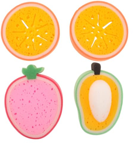 BESTYASH Reinigungsschwämme 4Er Set Obstförmige Küchenschwämme Wasserabsorbierende Reinigungsschwämme Für Geschirrspülen Fett Entfernen Tischwischen Und Haushalt 4.72 X 4.72 X 1.18 in