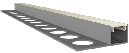 Fliesenprofil F0 Aluminium eloxiert – 2m LED Profil für Fliesen – Abschlussprofil für Badezimmer, – inkl.Abdeckung – LED Streifen bis 16mm (F0 mit opale abd.)