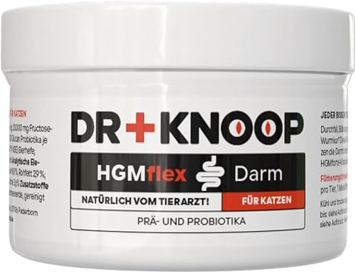 HGM tarmpulver katt – probiotika och prebiotika för att stödja tarmfloran efter administrering av maskkur, antibiotika, diarré och gasbildning, utvecklad och testad av veterinären Dr. Knoop – 2 x 90 g