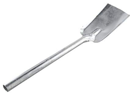 MoSundi Pala per carbone per la pulizia del camino e del barbecue, paletta per ceneri di ferro con manico lungo, 410 x 97 mm, argento