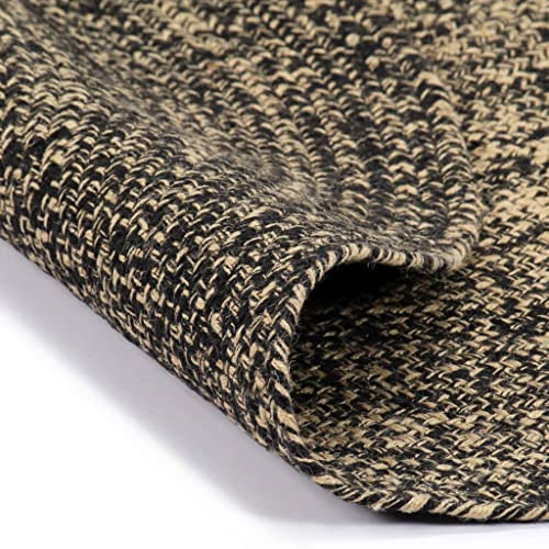 Generico Tappeto Artigianale in Juta Nero e Naturale 90 cm,Tappetini-133725