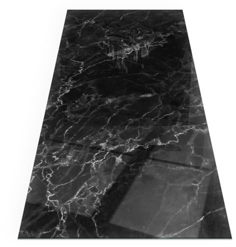 Kaminbodenplatte Glas 100x50 cm - Funkenschutzplatte Polierte Kanten Fleckenbeständigkeit Unter dem Kamin Dekoration Glas Herdboden Thermischer Schutz - Elegantes Marmormuster