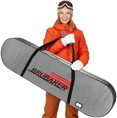 BRUBAKER Snowboardväska Velocity Performance – snowboardförvaringsväska med justerbar bärrem och namnskylt – 160 x 14 x 40 cm – snowboardväska – svart, grå och röd