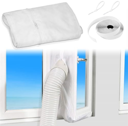LOMUG Klimaanlage Fensterabdichtung, Abdichtung für Mobile Klimageräte, Klimaanlagen, Wäschetrockner, Ablufttrockner, Klimagerät Fenster, Kein Bohren (Weiß, 500cm)