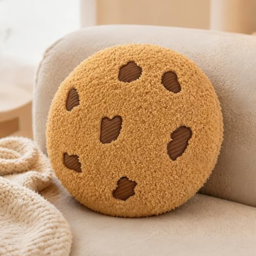Fouvin Cojín decorativo para galletas para niños y adultos, divertido cojín redondo suave para suelo sofá dormitorio, 28 cm