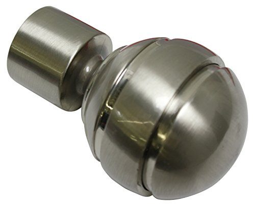 Gardinia 10011162 Endknopf/Endstück Kugel für Gardinenstangen, Serie Chicago, Durchmesser 20 mm, edelstahloptik