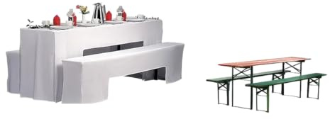 Gastro Uzal Hussen Biertische, Hussen-Set für Festzeltgarnitur, 100% Polyester, 220 x 50 cm, weiß, Biertischhussen Bierbankhussen