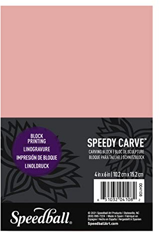 Speedball Speedy-Carve - Blocco per intagliare timbri, Altro, Pink, 4