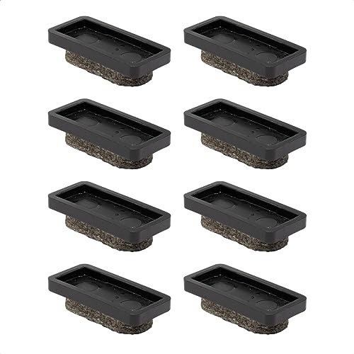 Wagner QuickClick® Filzgleiter Möbelgleiter Stuhlgleiter - 8er-Set Ersatzgleiter austauschbar - Wollfilz Ultrasoft - 32 x 15 mm für Basis 32 x 15 mm - Made in DE - 15955100, Schwarz/Grau