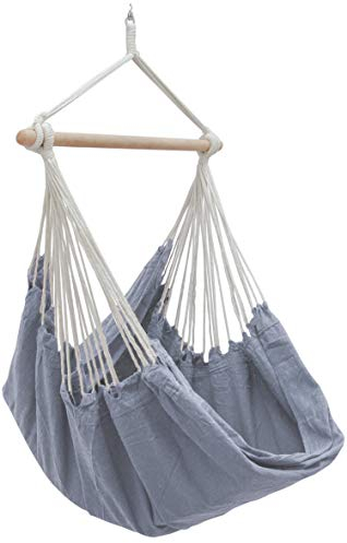 AMANKA XXL Hängesessel Grau 185x130 cm belastbar bis 150kg - Hängestuhl Indoor und Outdoor – dekorativer Hängesessel für Garten - Sitzsack zum Hängen – Hängesitz für kleinen Balkon