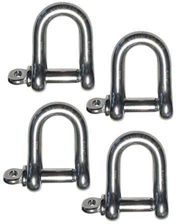 US STAINLESS 4 Pieces Stainless Steel 316 Forged D Shackle Marine Grade 5/16 Dee