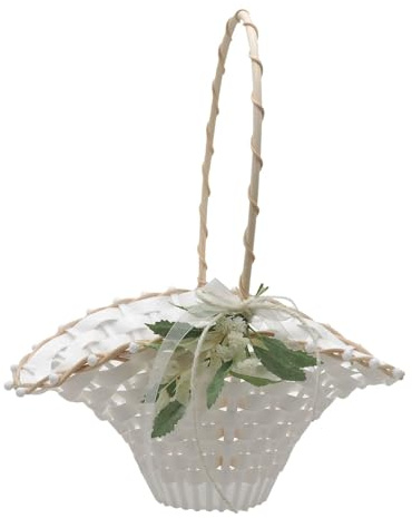 ZauberDeko Blumenkörbchen Streukörbchen Trockenblumen Weiß Hochzeit Blumenkind 25 x 19 x 32 LEA