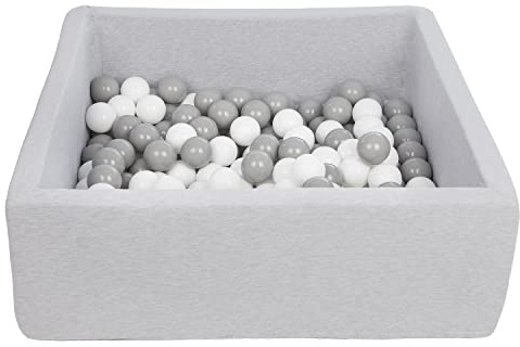 Velinda Bällebad Ballpool Kugelbad Bällchenbad Kinder-Pool mit 150 Bällen/90x90cm (Farbe der Bälle: weiß,grau)