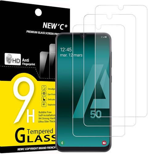 NEW'C 3 Stück für Samsung Galaxy A50 (SM-A505F), A50s für Panzerglas, Frei von Kratzern, 9H Härte, HD Displayschutzfolie, 0.33mm Ultra-klar, Ultrabeständig