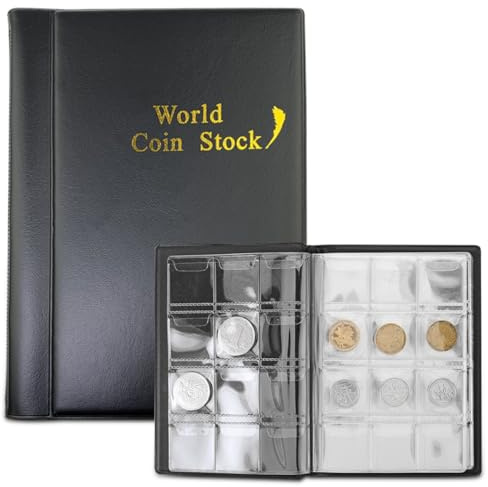 JJ PRIME - Album Monedas Euro 120 Bolsillos | Album Monedas Coleccion | Album para Monedas De Coleccion | Clasificador De Monedas | Album Coleccion Monedas | Album Monedas 2 Euros (Negro)