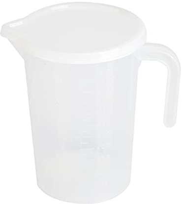 Vaso medidor Jarra medidora de plástico transparente Vaso de almacenamiento de alimentos Recipiente para bebidas Vaso multifuncional con tapa y báscula para cocinar Hornear Beber(1000ML)