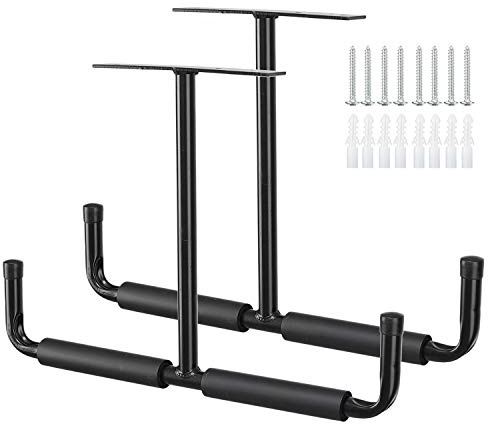 HOME COMPOSER 2 Pack Overhead Garage Storage Hook | Heavy Duty Utility Ceiling Hanger |Anti-Slip Black Ceiling Storage Garage Rack, Max Load 40kg