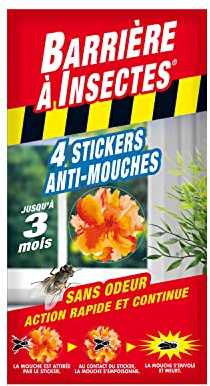 BARRIÈRE A INSECTES Stickers Anti-Mouches Vitres, 3 mois, 4 Stickers | Original et décoratif. Sans émanation d'insecticide dans l'air. Jusqu'à 3 mois d'efficacité.