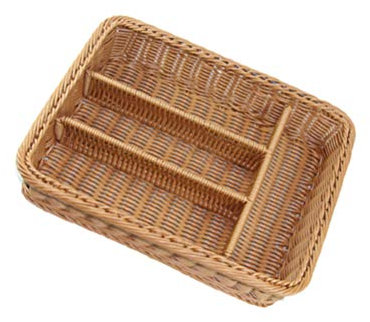 TOPBATHY Argenterie en Rotin Plateau à Ustensiles Panier à Couverts en Rotin Organisateur De Couverts Porte-ustensiles De Ferme Range-Couverts Tissé Tiroir Couverts De Table Osier Tisser