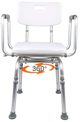 NMDCDH Chaise de Douche, siège de Tabouret pivotant à Hauteur réglable, Chaise élévatrice de Baignoire Blanche avec accoudoirs