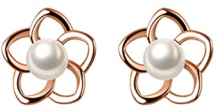 Reffeer Ohrstecker aus massivem 925er-Sterlingsilber, kleine Perlen-Blume, Ohrstecker für Damen, Ohrringe, Mädchen-Ohrringe, einzigartige zierliche Blumen-Ohrstecker