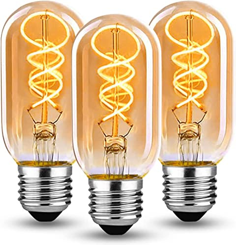 HUSTUNG Edison Vintage Glühbirne E27 LED Warmweiss 2700K, 4W T45, Ideal für Nostalgie und Retro Beleuchtung - Bernstein Glas - 3 Stück