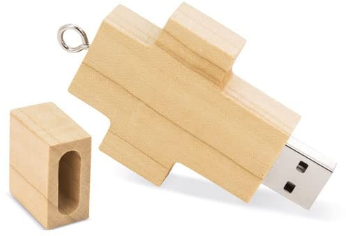 DISOK - Lote 10 Memorias USB Cruz Madera COMUNIÓN 32GB. Pendrive para comuniones. Detalles y Recuerdos de 1ª Comunión
