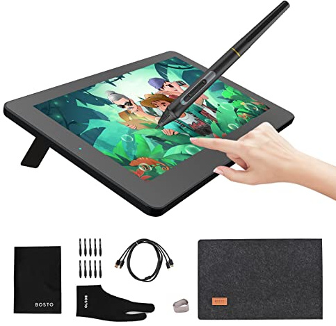 Karlak BT-12HDT Bärbar 11,6-tums HD-H-IPS-pekskärm LCD-grafikplatta 1366 x 768 displaystöd 8192 trycknivå passiv teknik med lutningsfunktion USB-driven ritbricka med