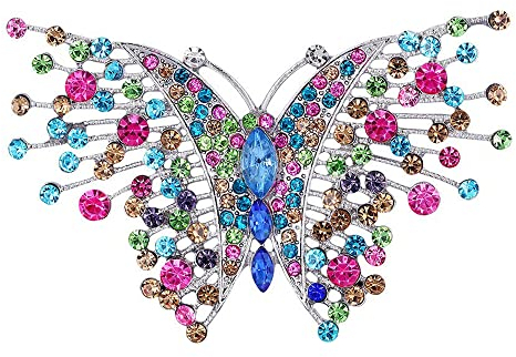 Weenkeey Schwalbenschwanz Schmetterling Brosche Pin Multicolor Schmetterling Brosche Abzeichen Österreichischer Kristall Strass Brosche Hochzeit Braut Broschen für Kleid Mantel Hemden Hüte