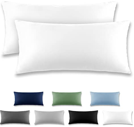REDKEY Kissenbezug 40x80 cm - 2er Set Kopfkissenbezug - Mikrofaser Kissenhülle für Kissen, Kopfkissenbezüge mit Laschenvershluss, 40 x 80 Pillow Case - Weiß